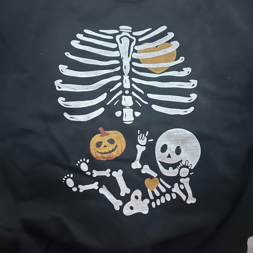 Skeleton Halloween Maternity Sweatshirt - Black and White